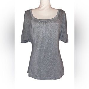 ANN TAYLOR LOFT Women’s Large Tie Back Soft Tee W/Shoulder Slit in GRY